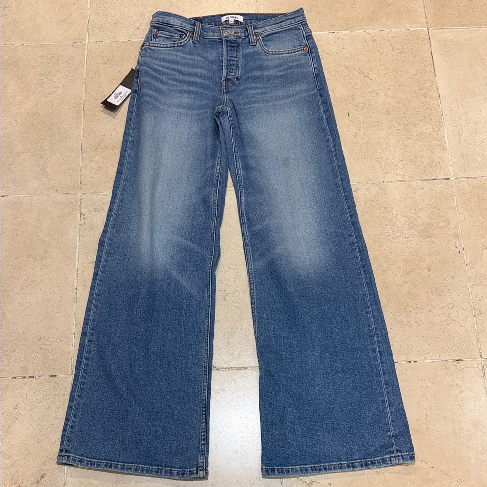 Re/Done Mid Rise Wide Leg West Coast Fade - Picture 2 of 6